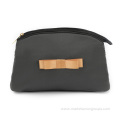 Factory Polyester ECO Friendly Light Plain Bow Gray Cheap Custom Cosmetic Makeup Shell Bags